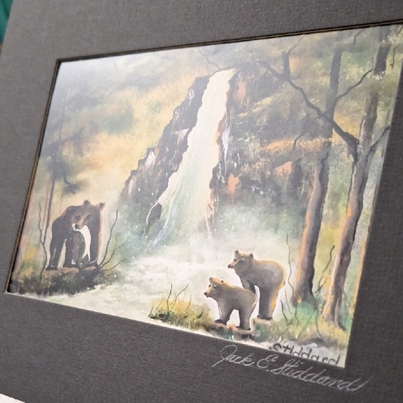 NWT - Yosemite - Mama Bear And Cubs 5x7 On A 8x10 Mat By Jack E. Stiddard - Picture 7 of 9